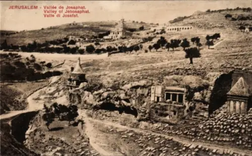 Ak Jerusalem Israel, Vallée de Josaphat, Valley of Jehosaphat, Valle di Josafat