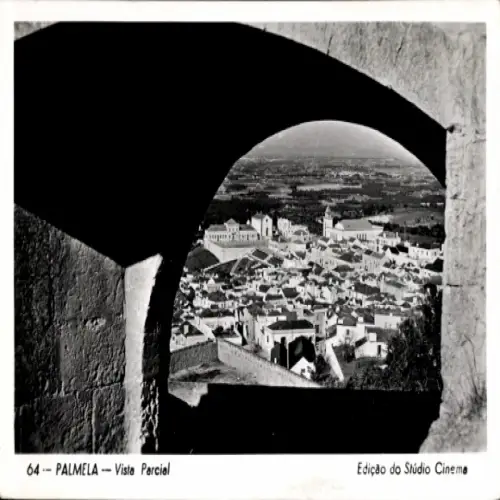 Ak Setubal Portugal, Blick auf Palmela, teilweise Sicht, schwarz-weiß, Edição do Stúdio Cinema