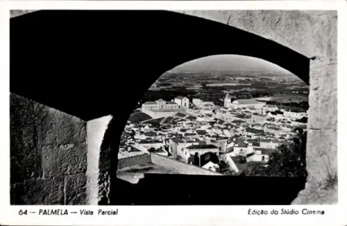 Ak Setubal Portugal, Blick auf Palmela, teilweise Sicht, schwarz-weiß, Edição do Stúdio Cinema