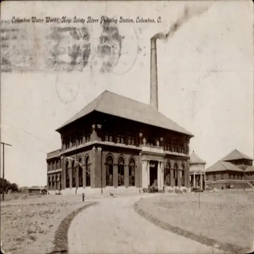 Ak Columbus Ohio USA, Historisches Gebäude, Wasserversorgung, Schornstein