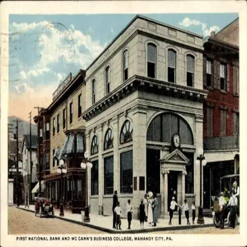 PC Mahanoy Pennsylvania USA, First National bank and Mc Cann's Buisness College