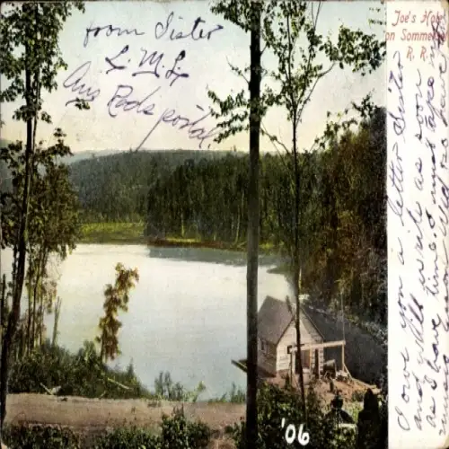 Ak Grafton Vermont USA, Landschaftsaufnahme, See, Gebäude, Bäume,  von 1906