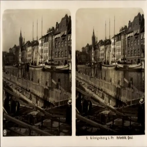 Stereo Ak Kaliningrad Königsberg Ostpreußen, Hafenbild, Quai