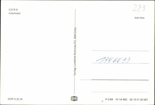 Ak Gera in Thüringen, Interhotel Gera