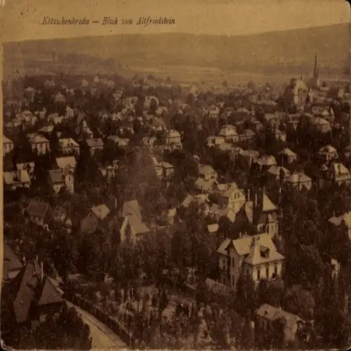 Ak Kötzschenbroda Radebeul in Sachsen, Blick von Altfriedstein, Stadtansicht, viele Häuser, Bäume