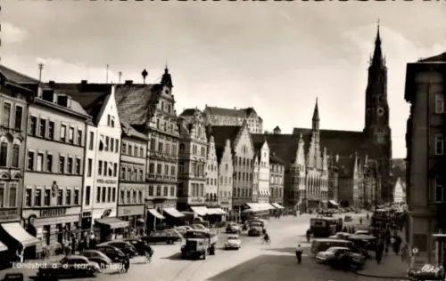 Ak Landshut in Niederbayern, Stadtansicht,  Architektur, Einkaufsmöglichkeiten, Linienbusse
