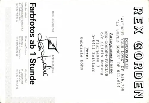 Ak Sänger Rex Gorden, Portrait, Autogramm