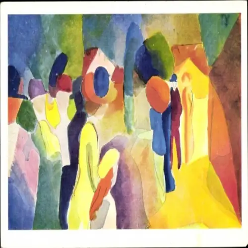 Künstler Ak Macke, August, Ulm an der Donau, Mit gelber Jacke, Ulmer Museum