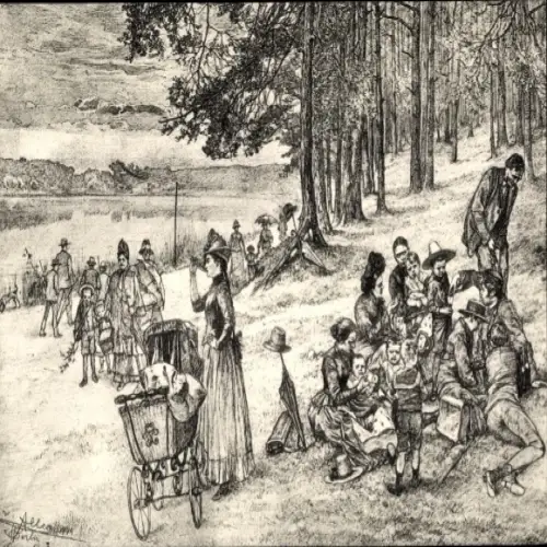 Künstler Ak Berlin 1889, Am Grunewaldsee