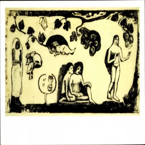 Künstler Ak Gauguin, Paul, Frauen, Tiere und Blattwerk, 1898