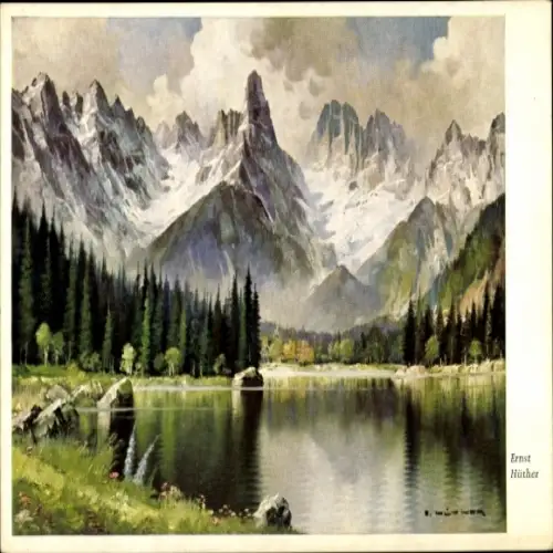 Künstler Ak Hüther, Ernst, Monte Cristallo mit Durrensee