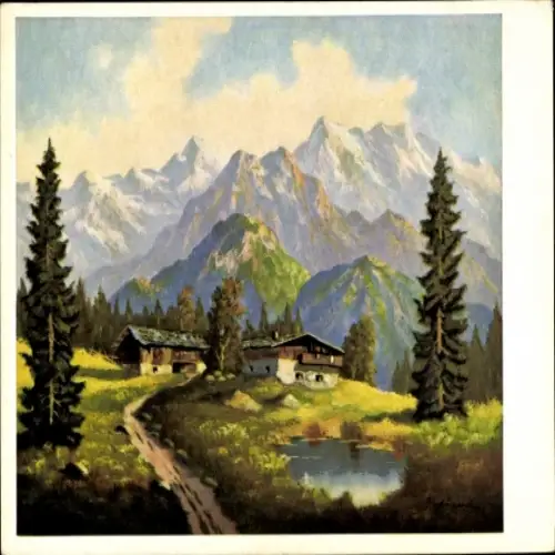 Künstler Ak Hösch, Georg, Wettersteingebirge