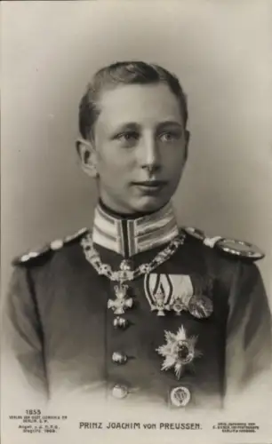 Ak Prinz Joachim von Preußen, Portrait, Uniform, Orden, Liersch 1855