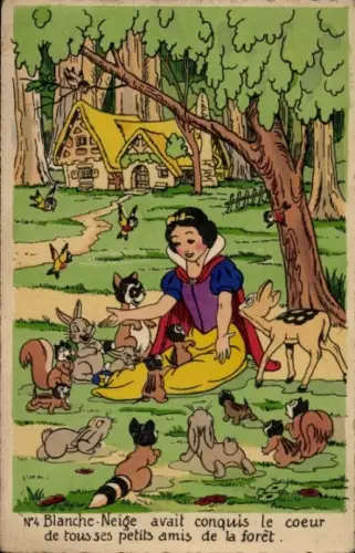 Ak Disney, Schneewittchen und die sieben Zwerge, Waldtiere