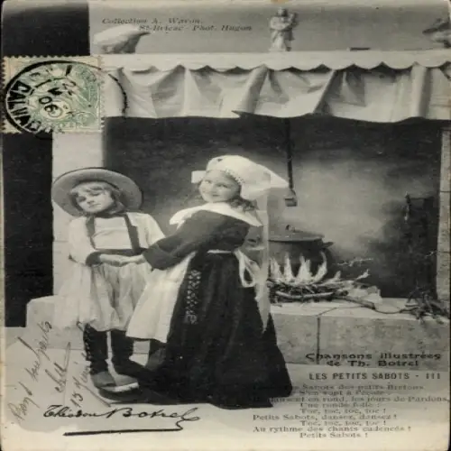 CPA Chansons de Theodore Botrel, Les Petits Sabots