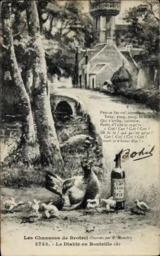 Künstler CPA Chansons de Botrel, Le Diable en Bouteille