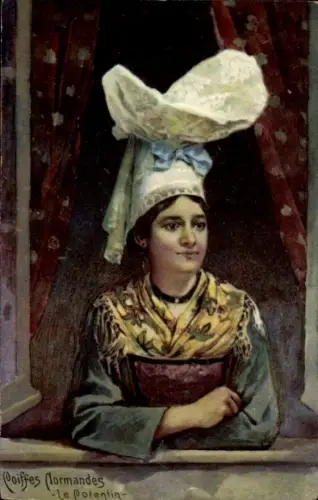 Ak Normandie, Junge Frau in Volkstracht