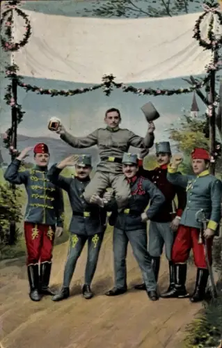 Ak Französische Soldaten in Uniformen, Gruppenfoto
