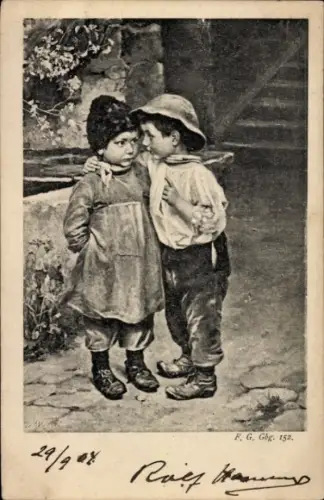 Künstler Ak Kinder, Gespräch, Geheimnis