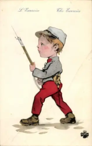 Ak Junge in Uniform, Bajonett, Militär, Übungen
