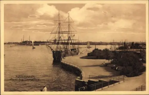 Ak København Kopenhagen Dänemark, Langelinie, Hafen, Segelschiff