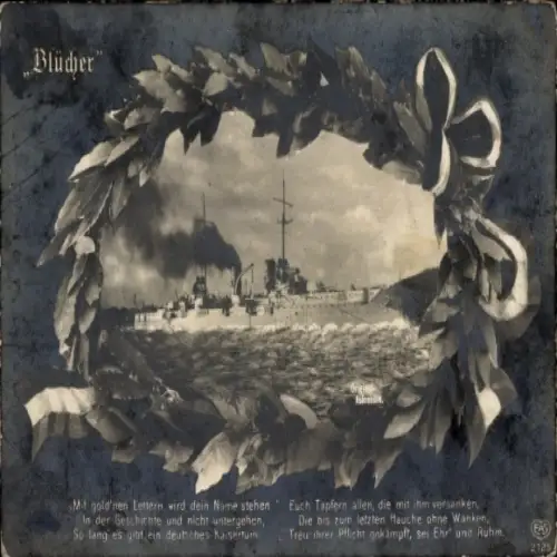 Ak  Deutsches Kriegsschiff SMS Blücher, Kaiserliche Marine, Großer Kreuzer, Schlacht 1914