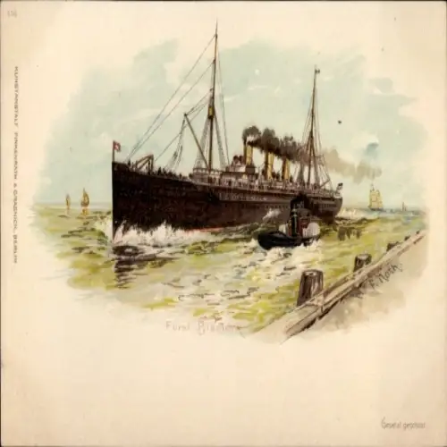 Künstler Litho Nath, F., Schiff Fürst Bismarck, HAPAG