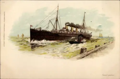 Künstler Litho Nath, F., Schiff Fürst Bismarck, HAPAG