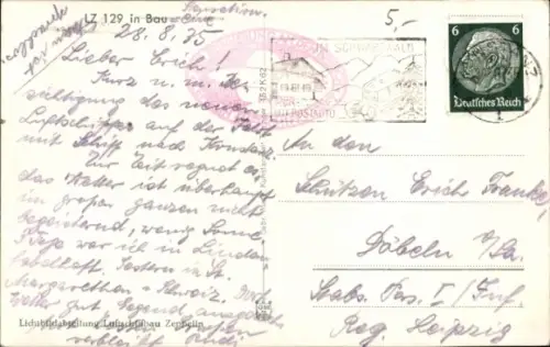 Ak Zeppelin Luftschiff LZ 129 Hindenburg in Bau, Luftschiffhalle