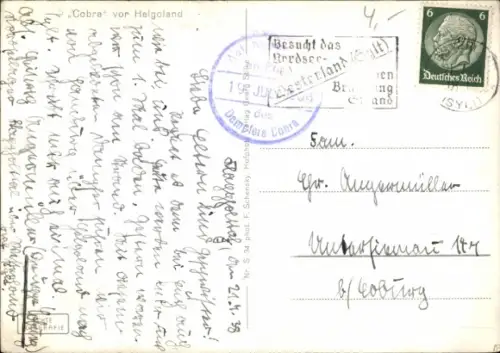 Ak Dampfer Cobra, HAPAG