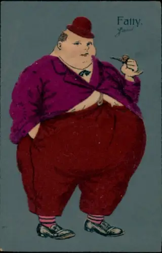 Ak Fatty, dicker Mann mit Pfeife