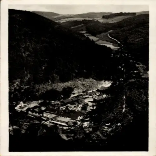 Ak Falkenstein im Harz, Landschaft mit Ort, Schwarz-Weiß-Foto, Gebirgen, Wäldern, 