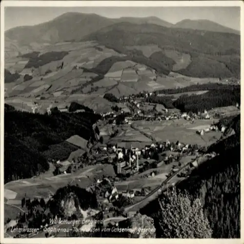 Ak Waldenburg in Sachsen, Panoramaaufnahme  Lehmwasser, Sophienau, Tannhausen, Berglandschaft