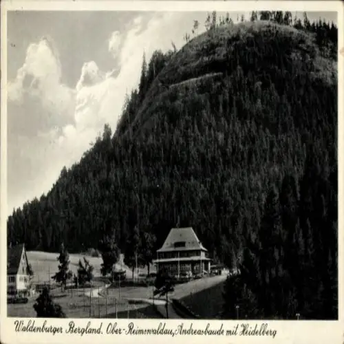 Ak Waldenburg in Sachsen, Waldenburger Bergland, Ober-Reimswaldau, Andreasbaude, Heidelberg, Land