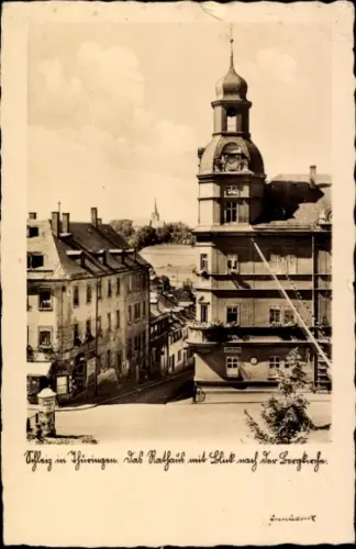 Ak Schleiz im Vogtland Thüringen, Schleiz in Thüringen, Rathaus, Blick nach Bergkirche