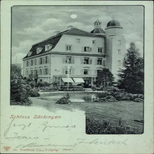 Mondschein Ak Bad Säckingen am Hochrhein, Schloss