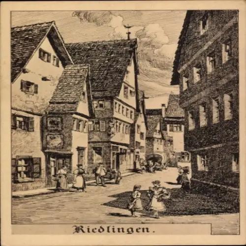 Ak Riedlingen an der Donau Württemberg, Straße, Häuser, Passanten