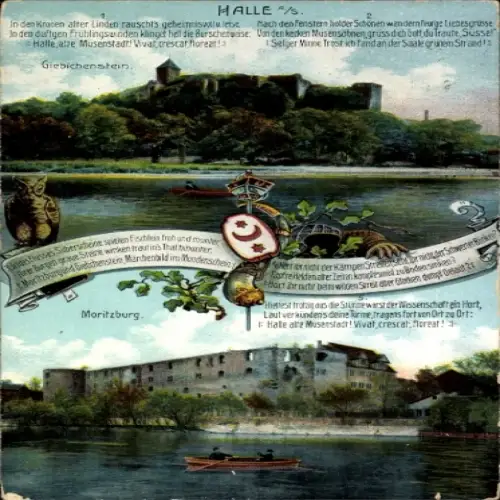 Ak Giebichenstein Halle an der Saale,  von  Giebichenstein, Moritzburg, Wasserlandschaft, alte Bu