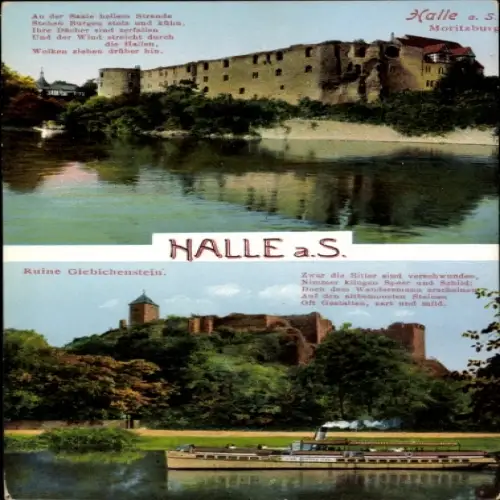 Ak Giebichenstein Halle an der Saale, Burg Giebichenstein, Saale, Moritzburg, Flusslandschaft, r 