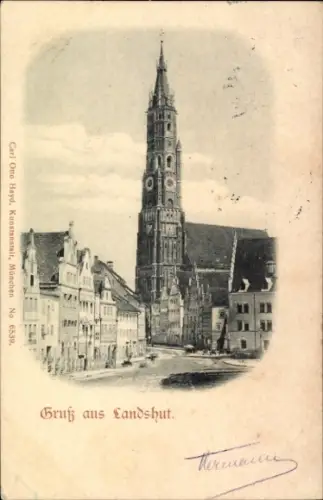 Ak Landshut in Niederbayern, Turm, Altstadt, Gruß aus   Ansicht