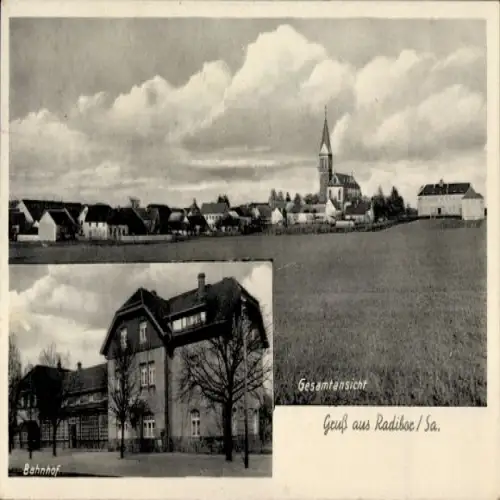 Ak Radibor in Sachsen, Gesamtansicht, Bahnhof