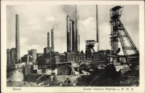 Ak Essen im Ruhrgebiet, Zeche Victoria Mathias und RWE