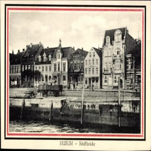 Ak Husum in Nordfriesland, Historische Häuser, Schiffbrücke, Wasserfront