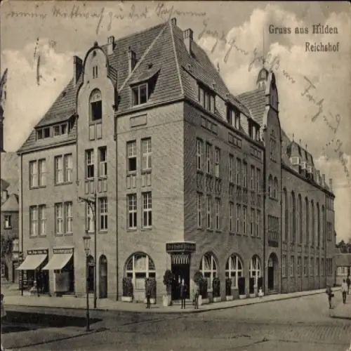 Ak Hilden im Rheinland, Historisches Gebäude, Beschriftung 'Gruss aus  Reichshof', Schaufenster s