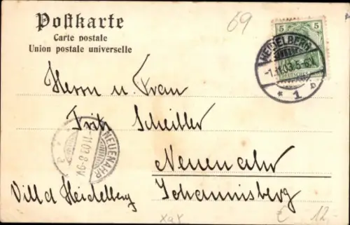 Ak Neuenheim Heidelberg am Neckar, Bergstraße