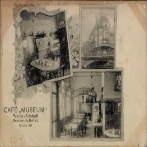 Passepartout Ak Weida in Thüringen, Café Museum