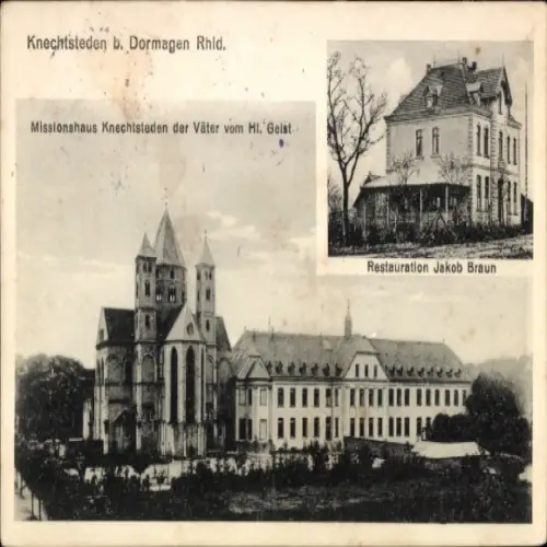 Ak Dormagen am Niederrhein, Kloster Knechtsteden, Missionshaus, Restauration Jakob Braun, alte Ar