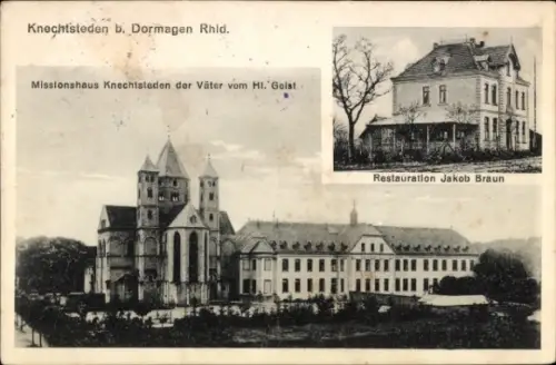 Ak Dormagen am Niederrhein, Kloster Knechtsteden, Missionshaus, Restauration Jakob Braun, alte Ar