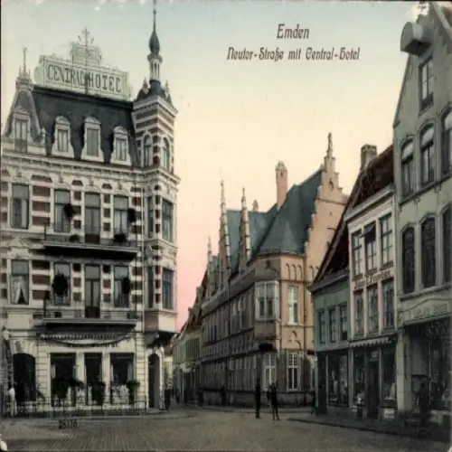 Ak Emden in Ostfriesland, CENTRAL HOTEL, Neutor-Straße,  Architektur, Gemälde