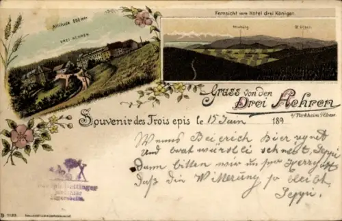Litho Trois Épis Drei Ähren Elsass Haut Rhin, Gesamtansicht, Hotel drei Königen